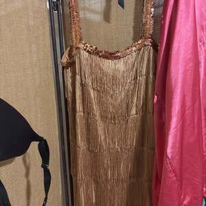 Gold Sequin Fringe Cami Mini Flapper Dress